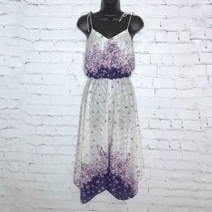 Vintage White 1970's Sundress Floral Handkerchief